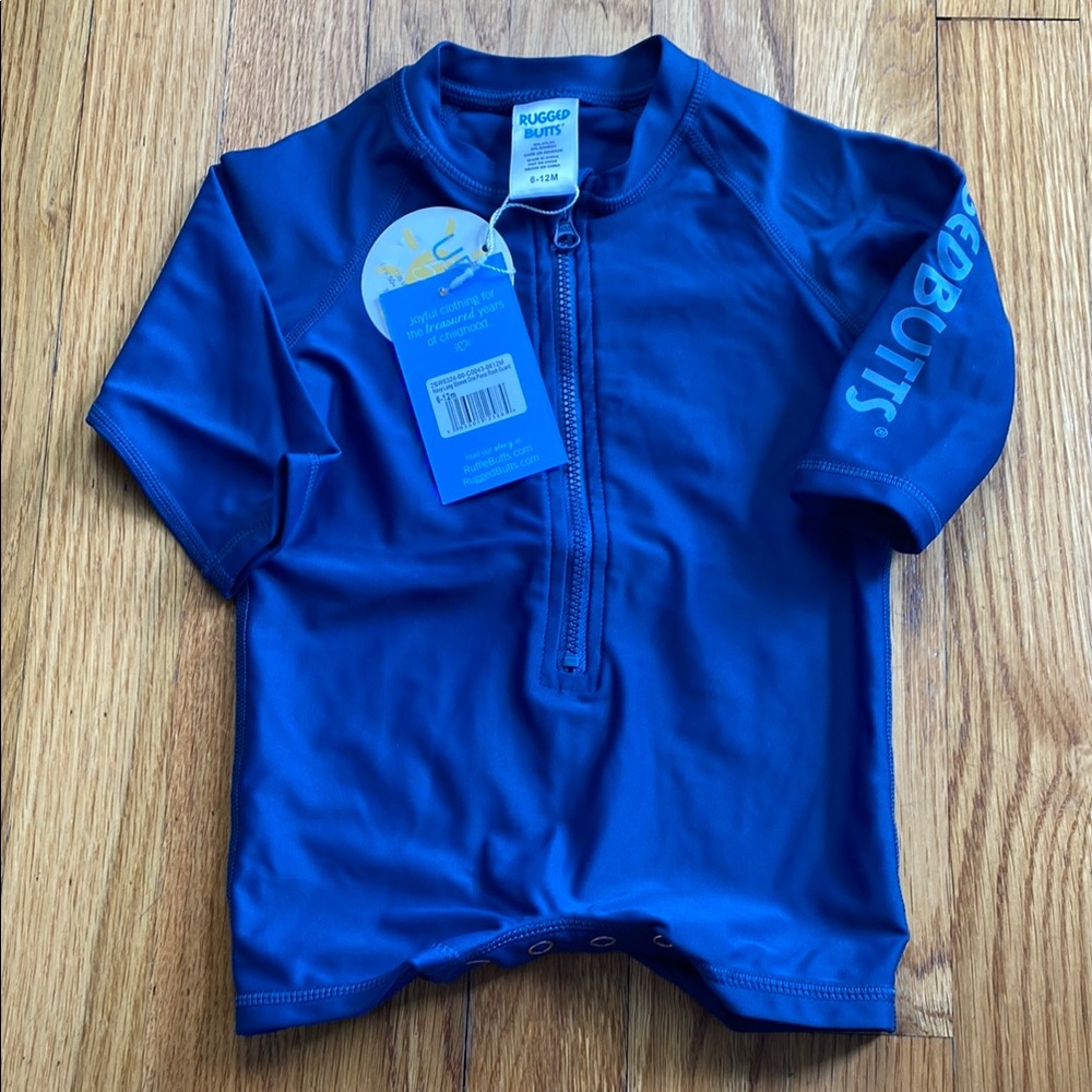 NWT Rugged Bitts Blue Kids Swimsuit Rashguard